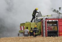 Tokom žetve pšenice u Prislonici zapalio se kombajn