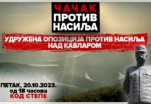 Poznato ko će u petak biti govornici na protestu u Čačku
