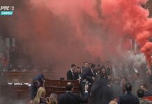 Dimne bombe i baklje u Skupštini Srbije, povređena narodna poslanica iz Čačka