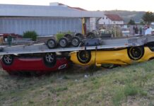 Kod Preljine se prevrnuo kamion sa prikolicom, “ferari“ i “mercedes“ završili u kanalu