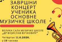 Večeras završni koncert učenika Muzičke škole